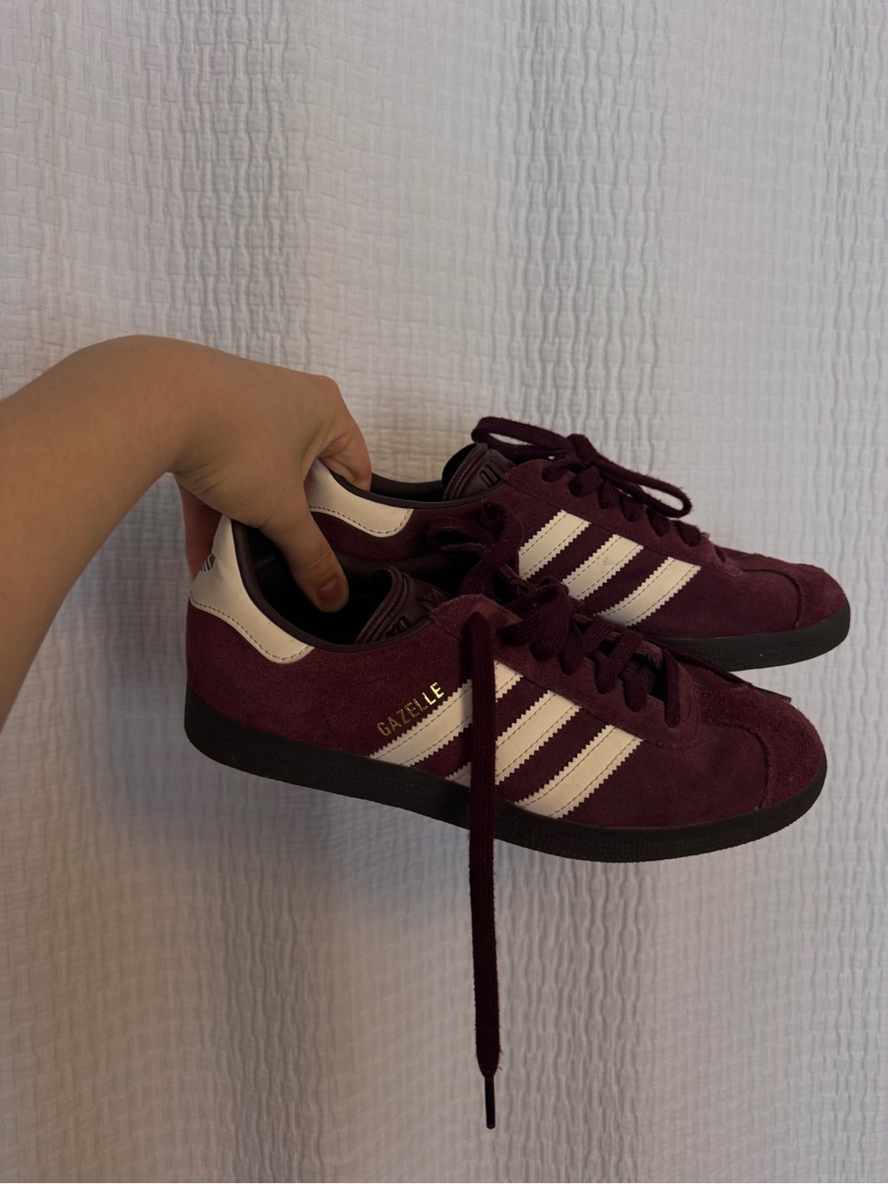 adidas Gazelle Sneakers - Burgundy with White Stripes